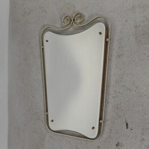 Vintage Polished Mirror In Aluminum Frame