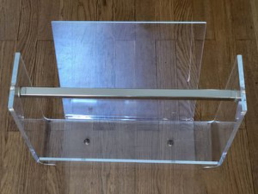 Plexiglass David Lange magazine rack France 1970 vintage