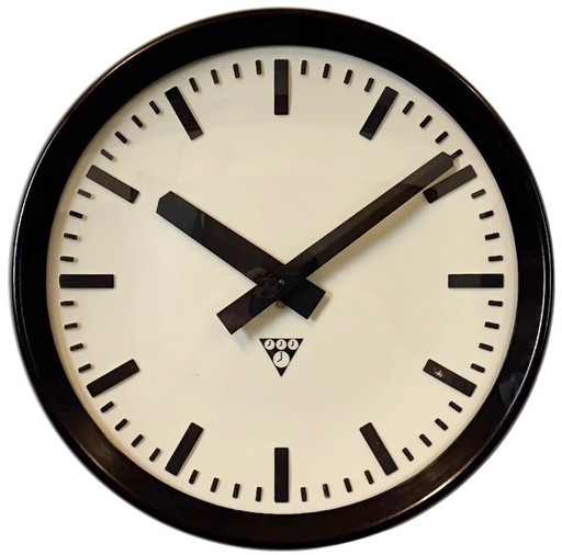 Industrial Bakelite Factory Wall Clock from Pragotron, 1960s
