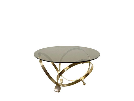 Knut Hesterberg Round Coffee Table in Brass with Smoked Glass