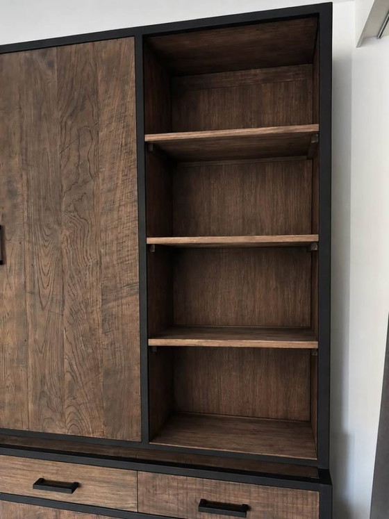 Beautiful solid cabinet made of recycled Java teak with a metal frame – Wood (photo 4 of 7)