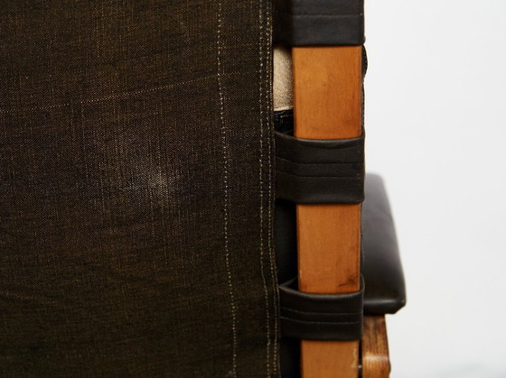 Image 1 of Sedia a sbalzo scandinava in pelle con poggiapiedi di Elsa & Nordahl Solheim per Rybo Rykken, anni '60, set di 2