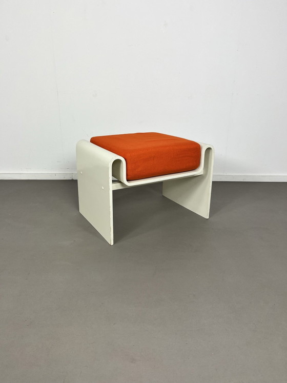 Sgabello design Vintage Space Age anni settanta, Sgabelli, Legno, Tessile, Arancione (foto 2 di 7)