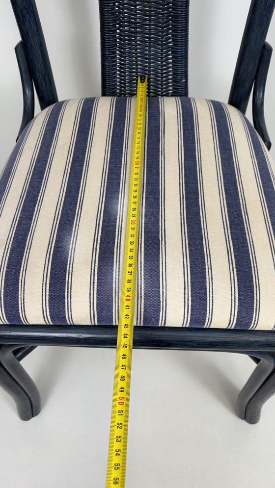 Image 1 of Vintage set eighties manou bamboo chairs dining table top glass