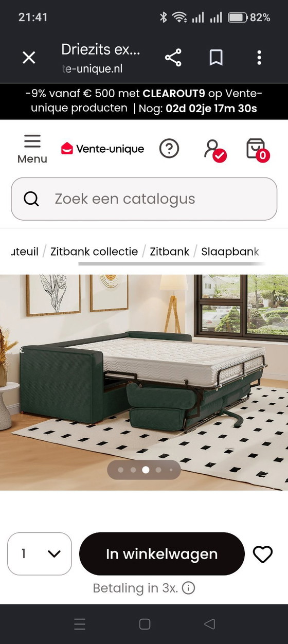 Ongebruikte Express-driezitsslaapbank van spargroen ribfluweel – Slaapbanken, Metal, Textile (photo 5 of 5)
