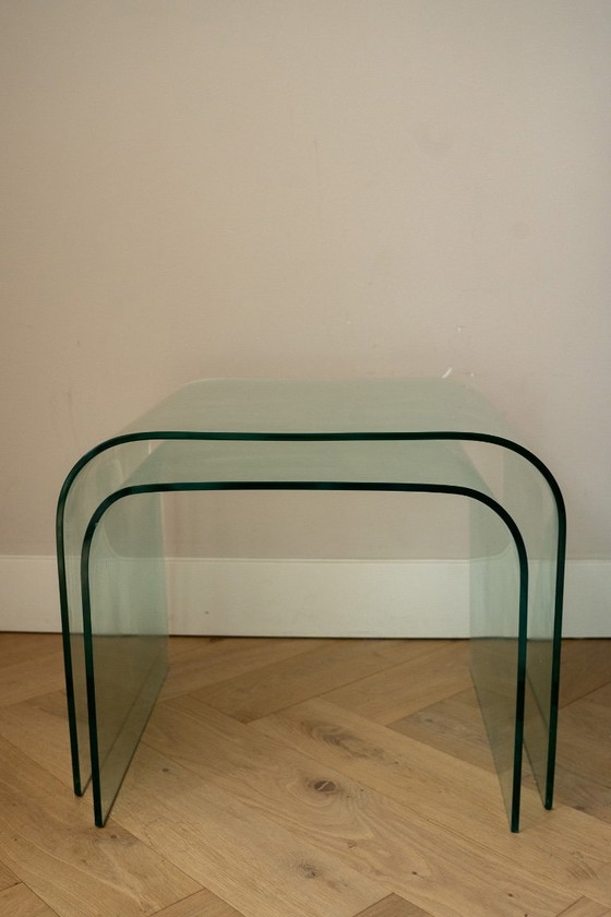 Ensemble de 2 tables basses vintage en verre effet cascade – Tables d'appoint, Glass (photo 9 of 11)