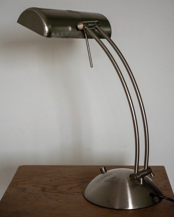 Image 1 of Lampe de table/bureau vintage en acier inoxydable – A.H.G. Wachsmuth & Krogmann (Allemagne, vers 1960)