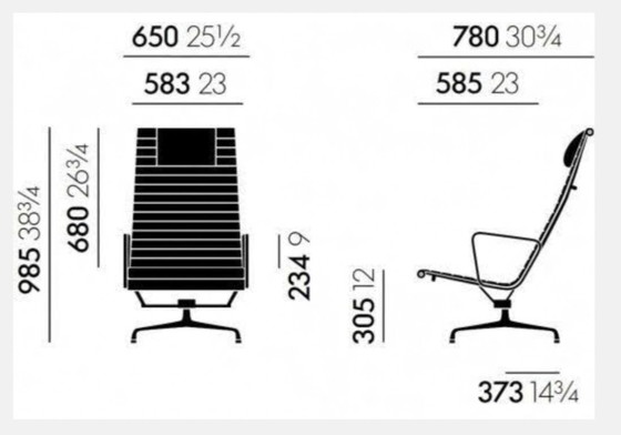Vitra EA 124 + EA 125 Lounge | Charles & Ray Eames – Verstellbarer relaxsessel, Aluminium (photo 14 of 14)