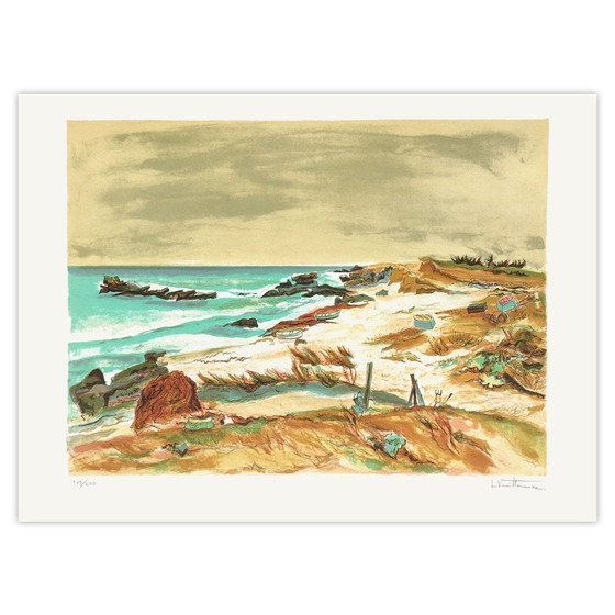 Louis Vuillermoz Lithographie Signée Bord De Mer, Environs De Concarneau 1975 – Lithographies et sérigraphies (photo 2 of 5)