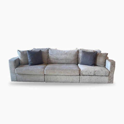 PMP Classy 3-seater sofa in grey fabric with 4 cushions