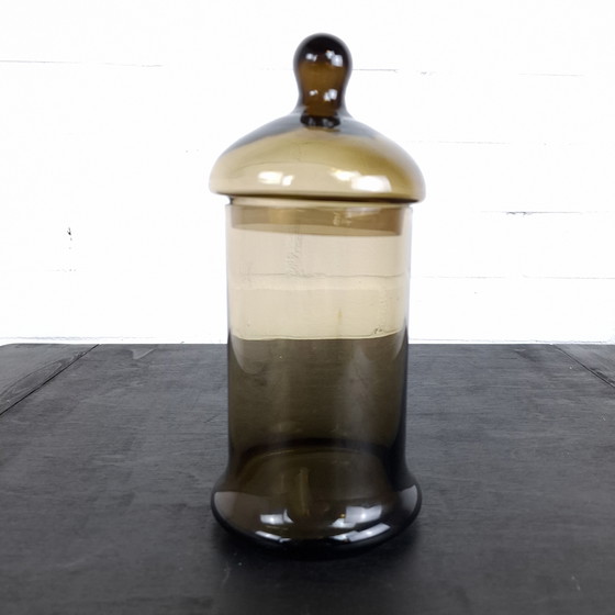 Image 1 of Vintage glass jar smoked glass 70s Empoli Italian design