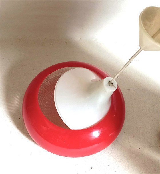 Image 1 of Suspension rouge Space Age Années 70 Hauteur 49 cm