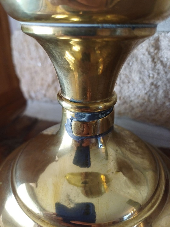 Lampada a petrolio antica in ottone, Lempereur & Bernard, Oggetti decorativi, Rame, Giallo (foto 10 di 10)
