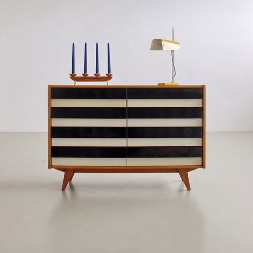 Commode de style Mid-Century par Jiří Jiroutek, buffet U-453, noir et blanc, années 1960