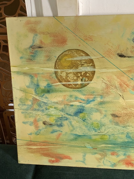 Abstract Painting - Cosmic - Unique Japanese-Inspired Lacquer Work, Signed « Mestre » 84 - 60x40 cm (photo 4 of 27)