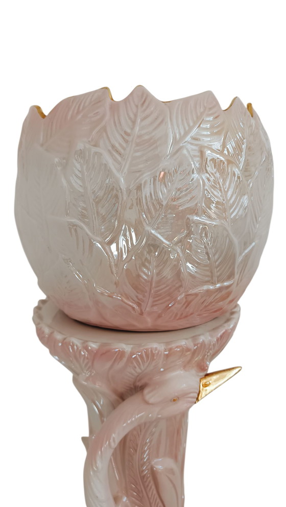 Image 1 of Colonna portavasi italiana con vaso coordinato in rosa madreperla