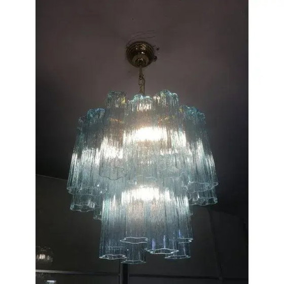Image 1 of Lampadari in vetro turchese in stile Murano contemporaneo - una coppia