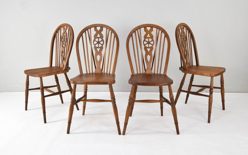Windsor Antique Early 20th English Victorian Dining Room Chairs, Set of Four