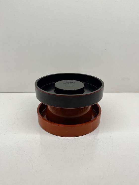 Image 1 of Ettore Sottsass – Compotier – Marutomi – Basilico – Rot und braun lackiertes Harz – italienisches Design