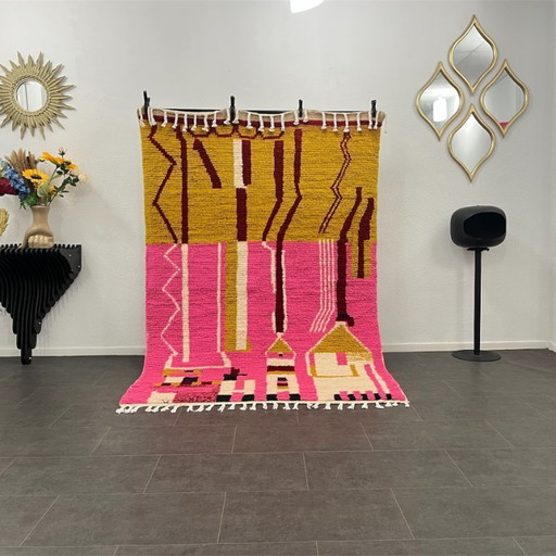 Alfombra de lana de estilo bohemio marroquí - 229 cm x 158 cm