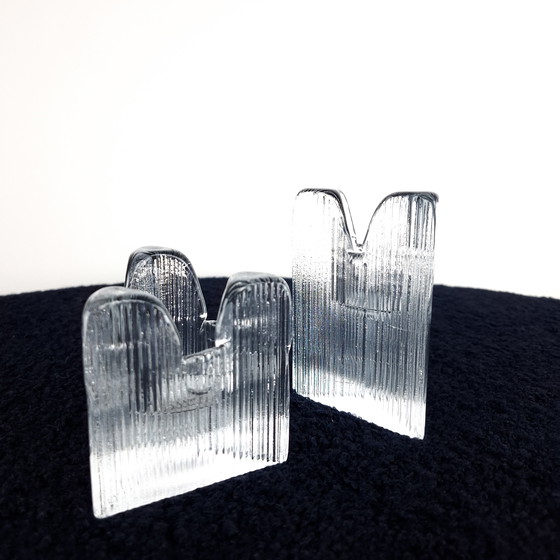 Image 1 of 2x Vintage Kosta Boda waxinelichthouders Skyline