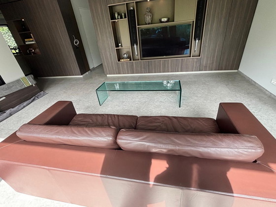 Image 1 of Poltrona Frau Massimo 3-Sitzer Sofa aus Kalbsleder dunkelbraun