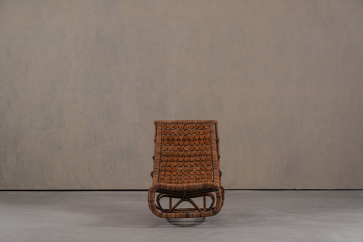 Vintage bamboe loungestoel met rugleuning, Duitsland, jaren 70.