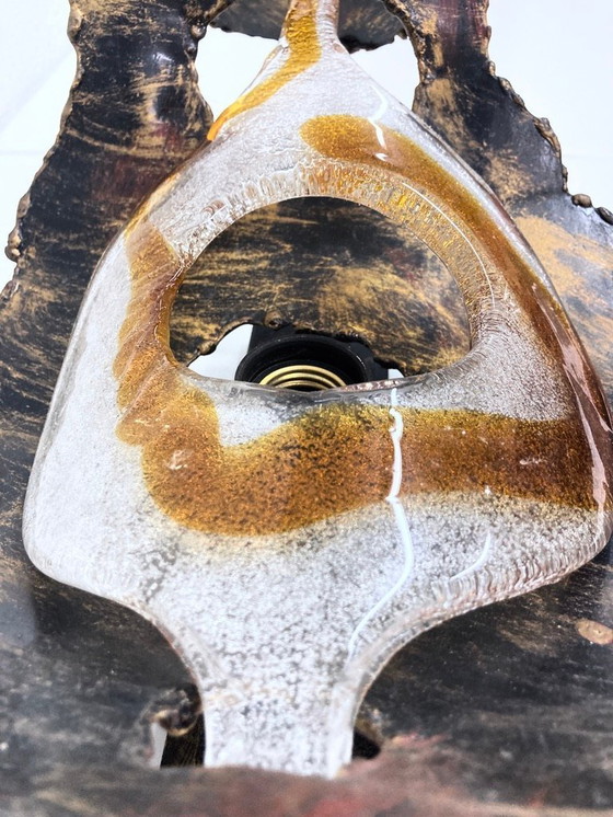 Image 1 of Lampada da parete brutalista in metallo e vetro design anni '60-'70