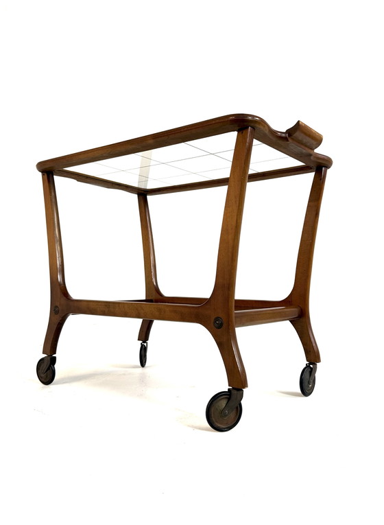 Image 1 of Vintage teakhouten trolley ‘60