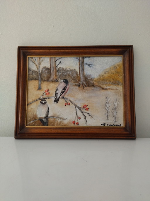 Small Painting. Nature Birds