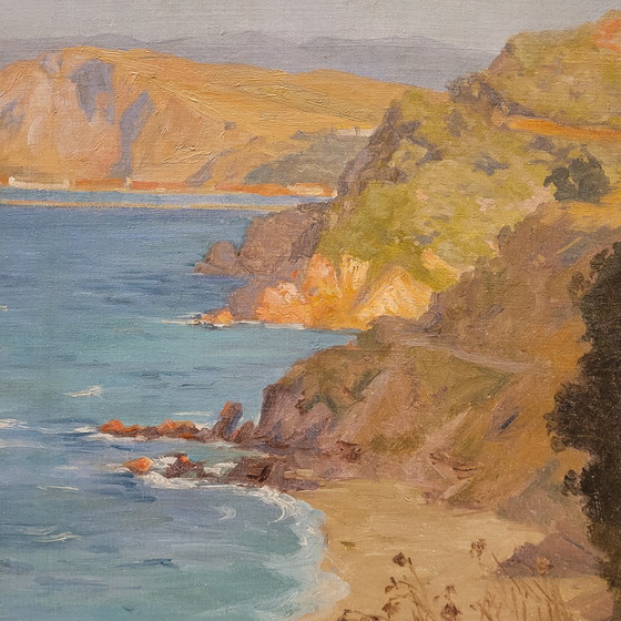 Image 1 of Óleo Sobre Cartón “Vista De La Costa De Villefranche”, Rene Charles Edmond His, 1903 – Francia