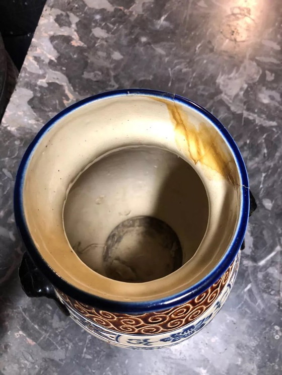 Image 1 of Polychrome ceramic vase in glazed stoneware