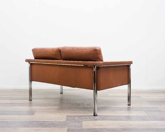 Image 1 of Divano in pelle a due posti, anni '70, produttore Sitag, pelle marrone cognac.