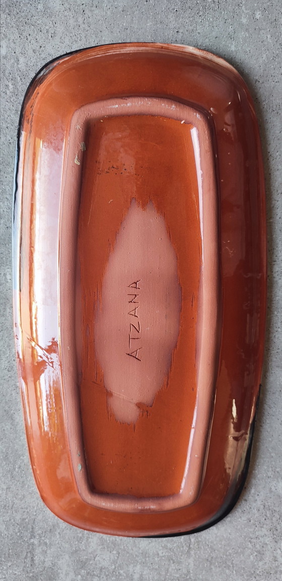 Image 1 of Plat allongé signé Thomas Buxó  atelier Atzana céramique moderniste 