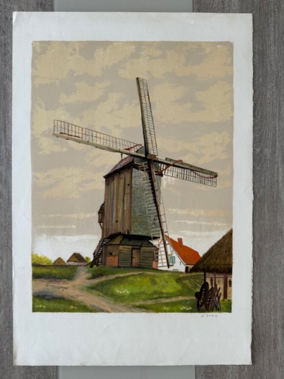 Image 1 of Litografia "Mulino a vento" di Pierre Spas