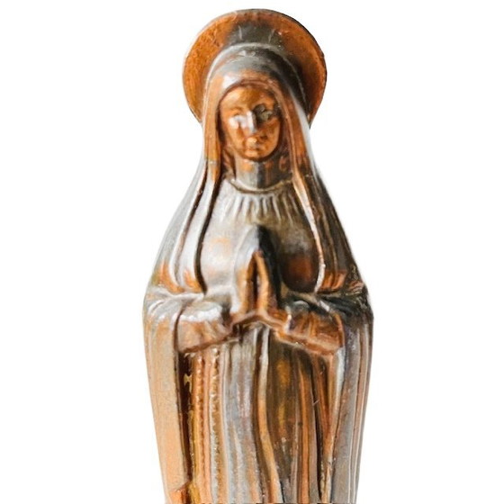 Image 1 of Statue vintage Maria en cuivre 15 cm