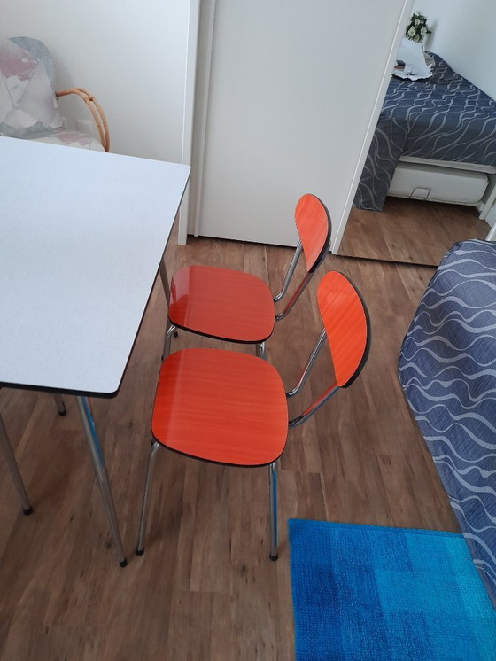 Image 1 of Vintage Formica kitchen chairs with table