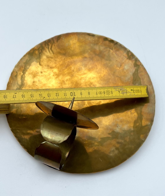 Image 1 of Art Deco wandkaarsenhouder van messing, ca. 1920-1940