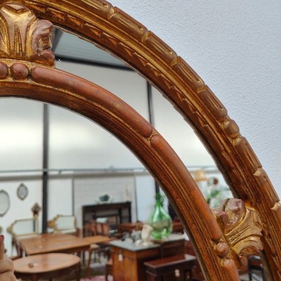 Image 1 of Vintage Golden Baroque Brocante Rococo facet mirror vanity mirror