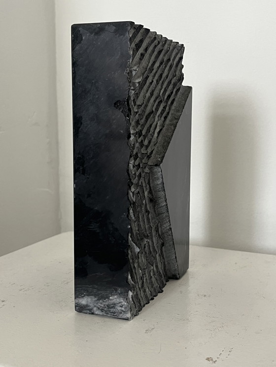Image 1 of Brutalist VASE mid 20s Century high-rectangular granite/marble vase