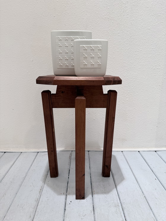 Vintage Brutalist Solid Wood Stool / Side Table (photo 10 of 12)