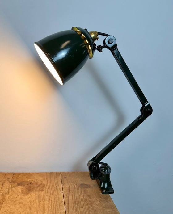 Image 1 of Industrial Green Enamel Adjustable Table Lamp, 1960s