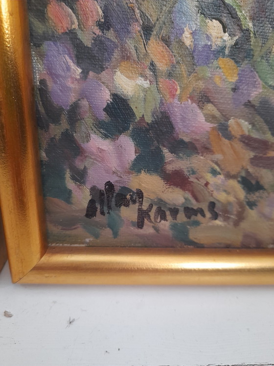 Image 1 of Pair of Danish floral paintings signed Allan Karms