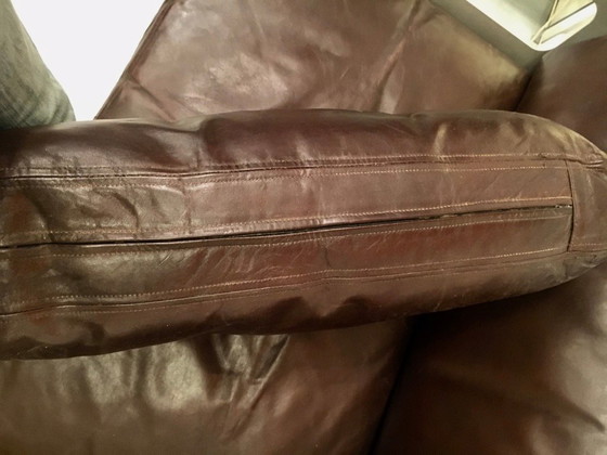 Image 1 of Braunes Leder und eloxiertes Sofa von Sigurd Ressel für Vatne Mobler, Norwegen 1968