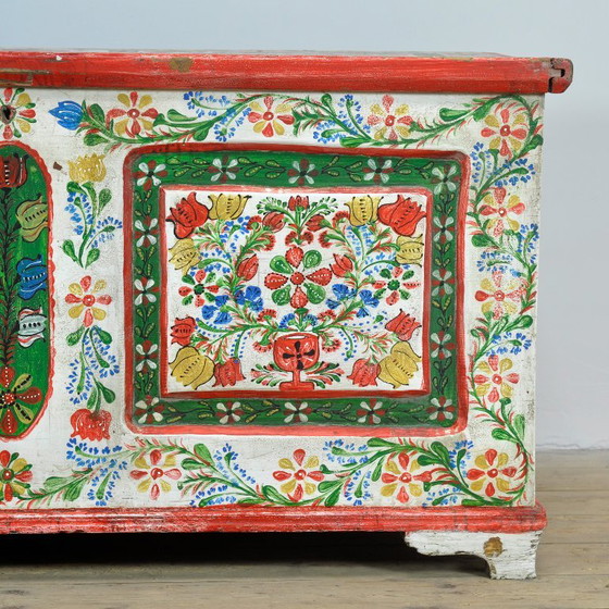 Cassapanca nuziale d'arte popolare, datata 1948 – Mobili contenitori, Iron, Wood, Vintage (photo 8 of 13)