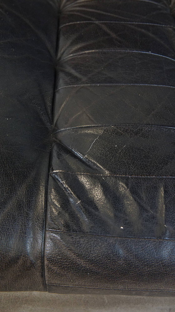 Image 1 of Grijze Lederen Vintage Design Fauteuil