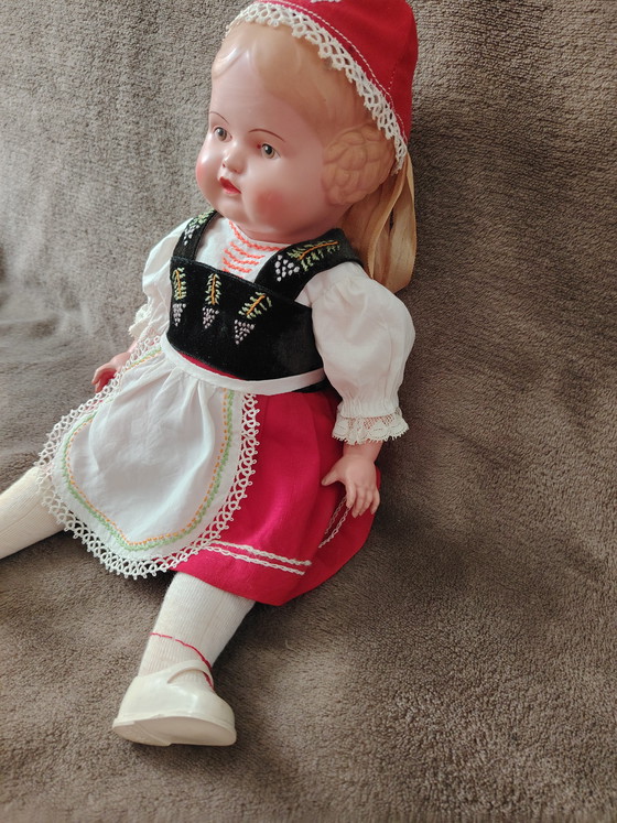 Image 1 of Bambola Schildkröt Bärbel 34 cm vintage con costume, anni '50-'60 