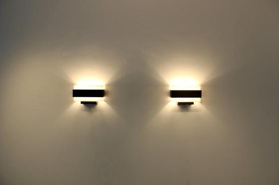 Stock of Louis Kalff Philips Wall Sconces in Black & White, Wall lights, Metal, Dutch Design Style (photo 9 of 12)