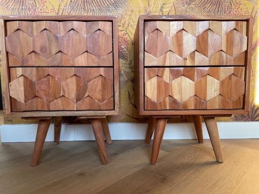 2 maal Kave Home Khaleesi nachtkastjes