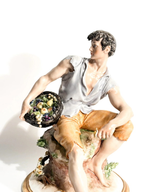 1958 Giuseppe Cappè Capodimonte Porcelain Farmer Sculpture – Barok (photo 3 of 9)